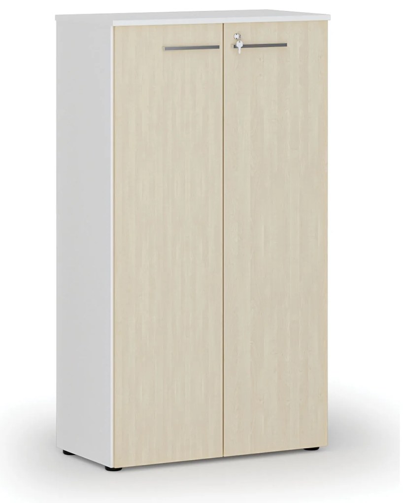 Kancelárska skriňa s dverami PRIMO WHITE, 800 x 420 x 1434 mm, biela/breza