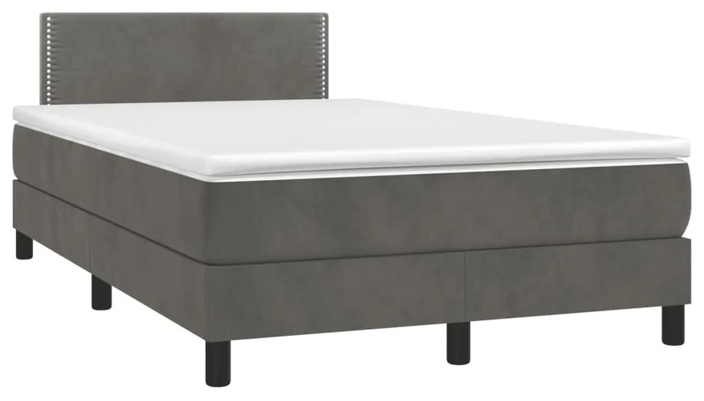 Boxspring posteľ s matracom a LED, tmavosivá 120x190 cm, zamat 3270148