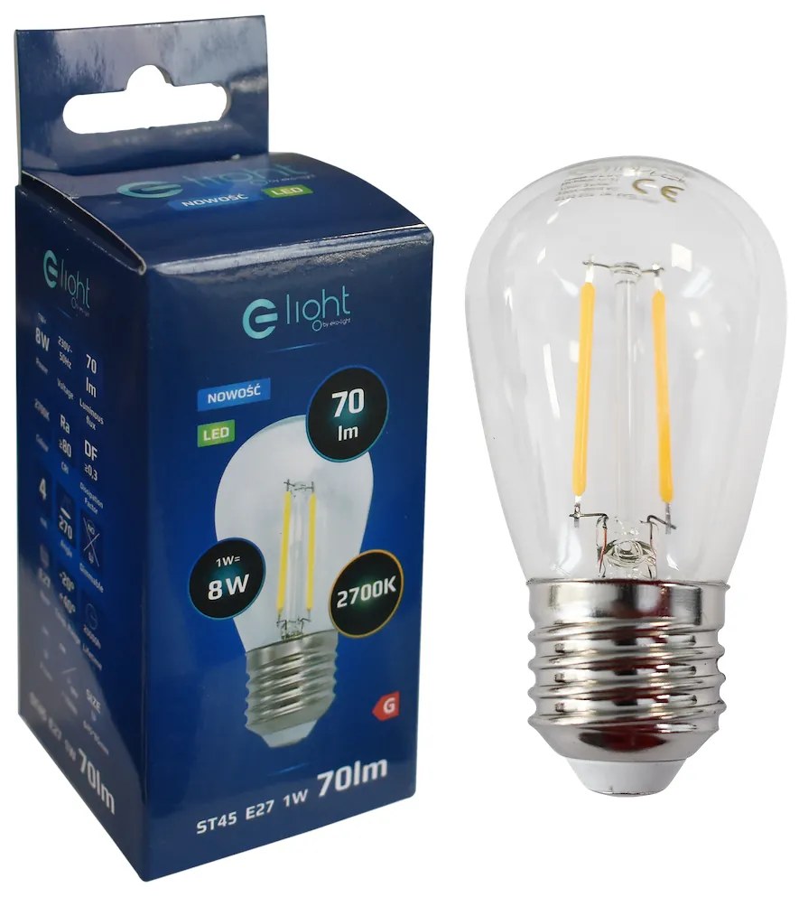 Dekoračná LED žiarovka E27 teplá 2700k 1w 70 lm