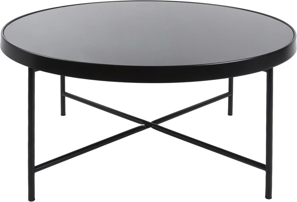 Čierny Veľký  konferenčný stolík so sklenenou doskou Ø 82,5 cm × 40 cm LEITMOTIV