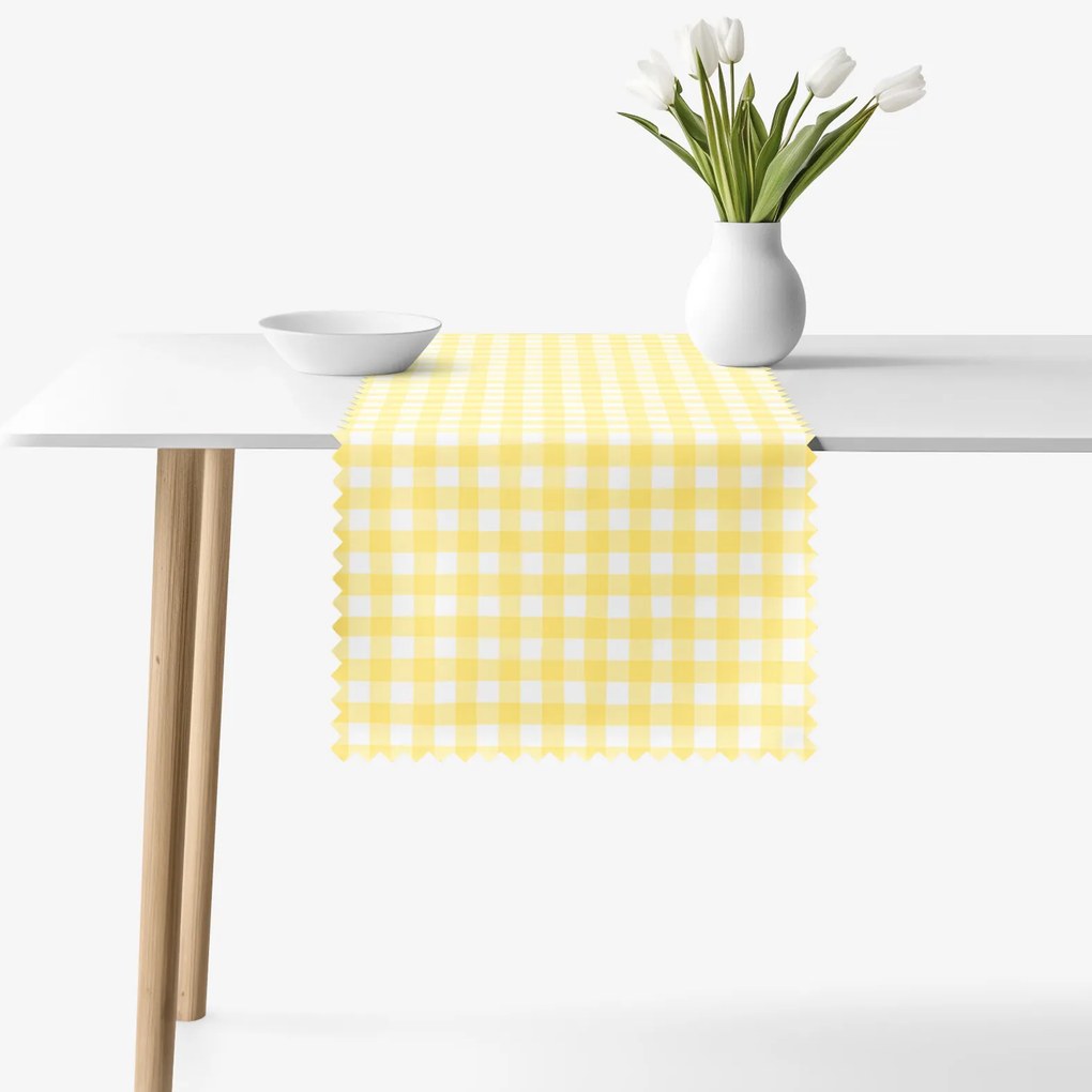 Goldea behúň na stôl teflónový - žlté kocky 50x120 cm