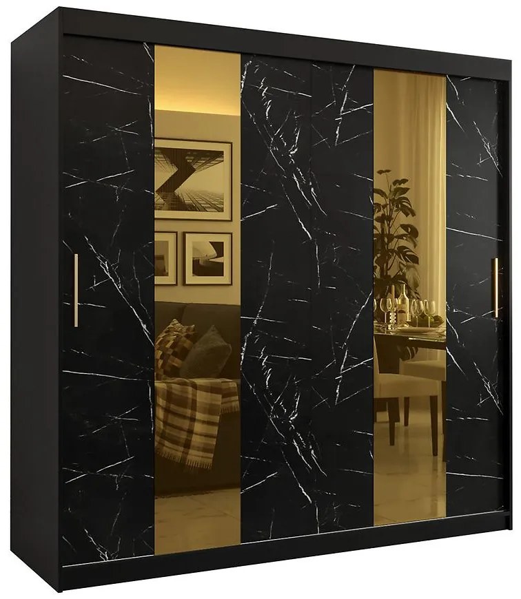 Skriňa Platinum Pole 200 čierna marmur/čierna