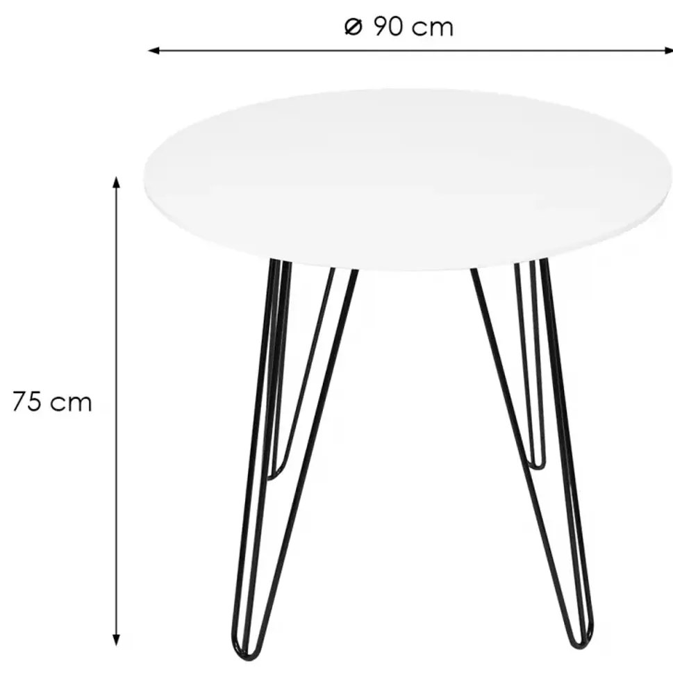 Okrúhly jedálenský stôl HARRY 90x90, biely