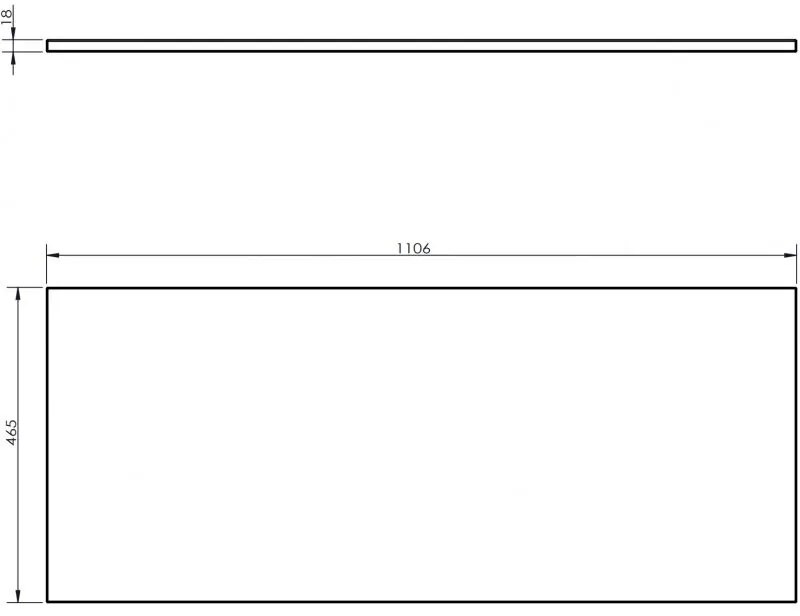 Mexen Uni, pracovná doska 110 cm, biela matná, 91AXX-1104-464-18-01