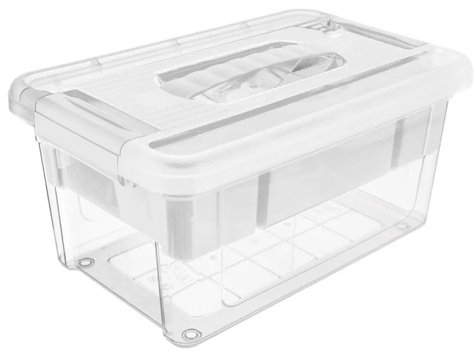 Organizér, úložný box 2v1, multifunkčný, biely STORMAX – 9 l, 35 x 23 x 17 cm