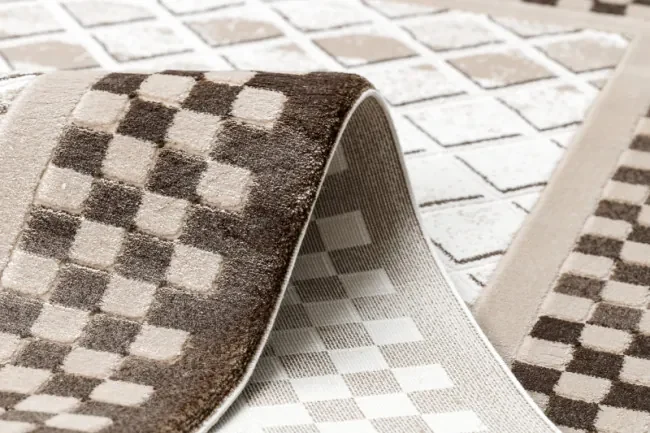 Koberec AKRYL VALS 103 Geometricky ramka 3D , béžový / slonia kosť