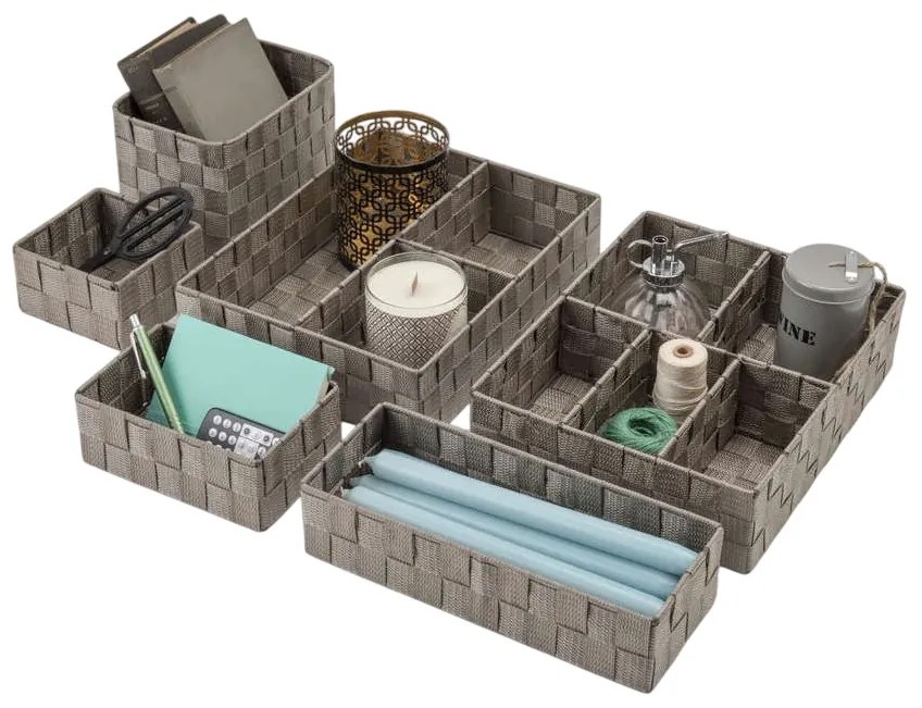 Organizér na bielizeň a doplky Compactor TEX - 5-dielny, 32 x 25 x 8 cm, Taupe sivo-béžový)