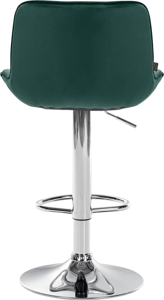 Barová stolička Vonore - zamat, chróm rám - Zelená