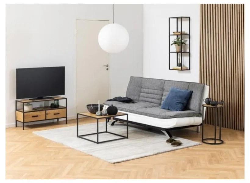 Nástenná knižnica v dekore duba v čierno-prírodnej farbe 37x108 cm Seaford – Actona
