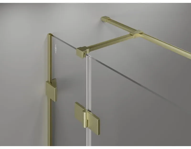 Mexen Lunar T, výklopný pravý sprchový kút 125 x 120 cm, 8mm číre sklo, zlatý kartáčovaný - 834T-125-120-55-00-P