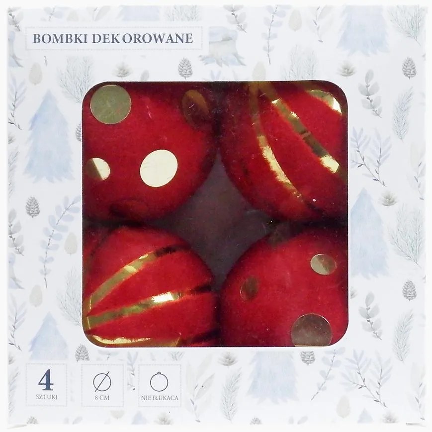 Guľa 8cm 4 ks mix 44378