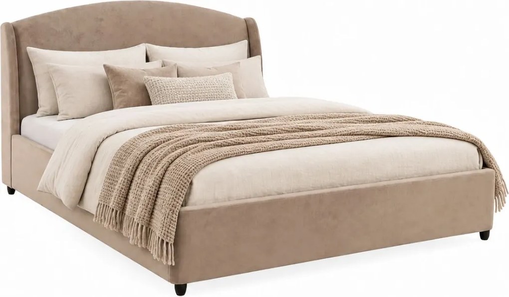 Elegantná čalúnená manželská posteľ Venazio s úložným priestorom 160x200, taupe