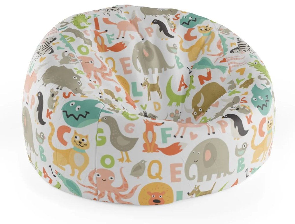 Sablio Sedací vak Cocoon Zoo abeceda - 115 x 75 cm x 45 cm