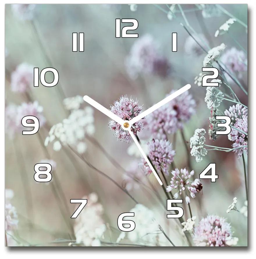 Sklenené hodiny štvorec Divoké kvety pl_zsk_30x30_f_68608156