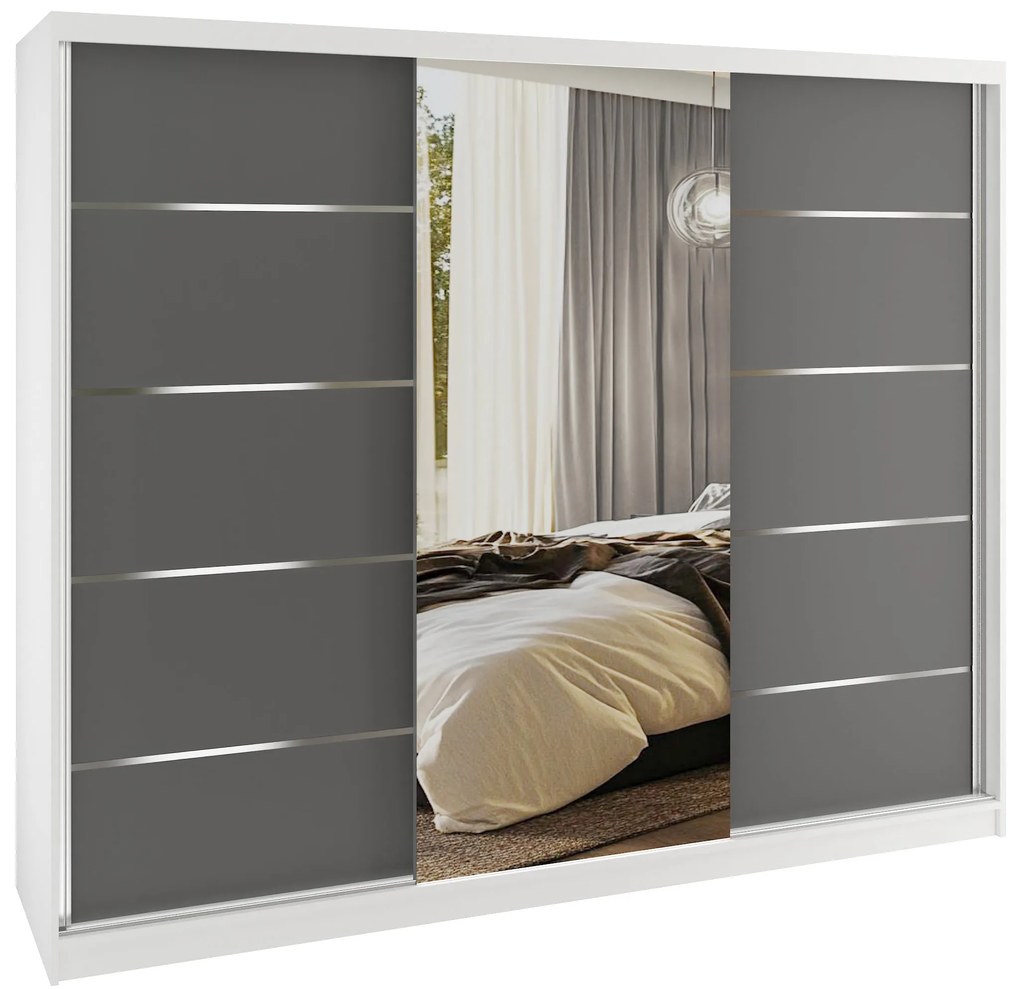 Šatníková skriňa SERENITY 232 cm šedý mat MBP SERENITY SZP8/0/W/SR/0/HIAL