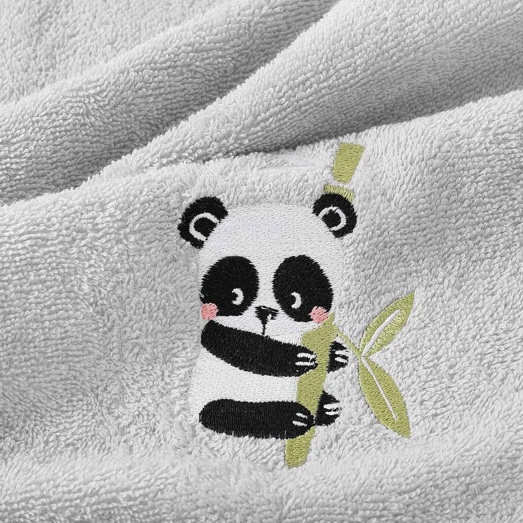 Goldea detský froté uterák - panda na svetlo sivej 30 x 50 cm