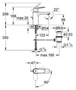 GROHE Eurosmart Cosmopolitan páková umývadlová batéria CoolStart, chróm, 2339600E