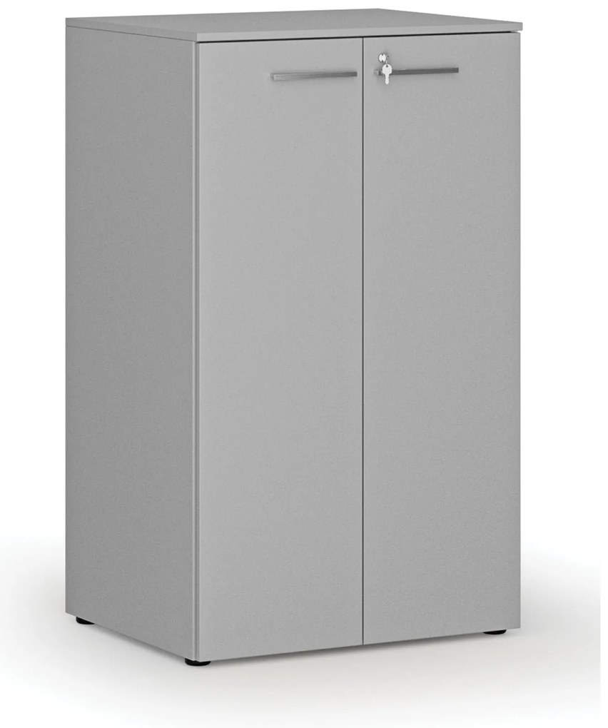 Kancelárska skriňa s dverami PRIMO GRAY, 3 police, 800 x 640 x 1335 mm, sivá