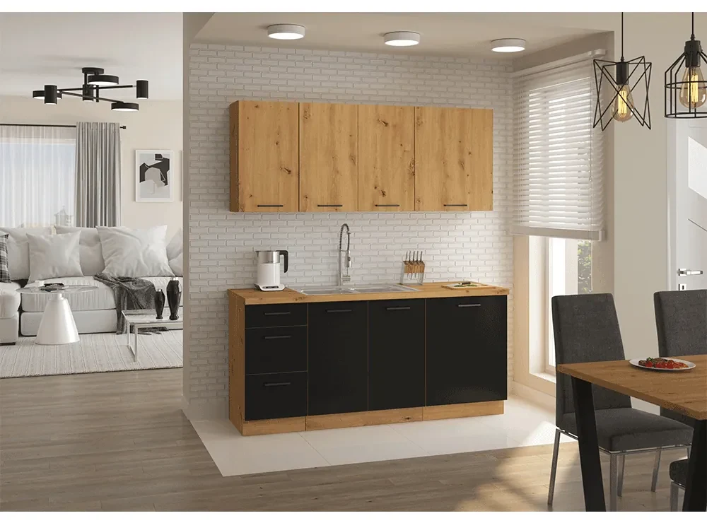 Dolná kuchynská skrinka Meriel 40 D 3S BB (čierna + dub artisan). Vlastná spoľahlivá doprava až k Vám domov. 1033976