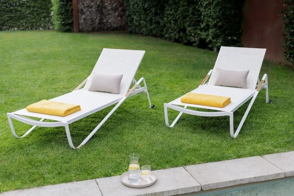 KETTLER DIAMOND hliníkové ležadlo s teakovými opierkami