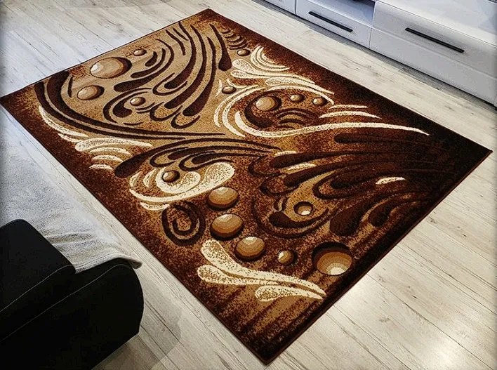 Abstraktný koberec Shiraz Bcf Bable – hnedo-čierna kombinácia Rozmer: 120x170 cm