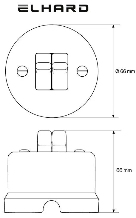 Elhard Nástenný keramický vypínač s páčkami č.5b, čierny KN1255B