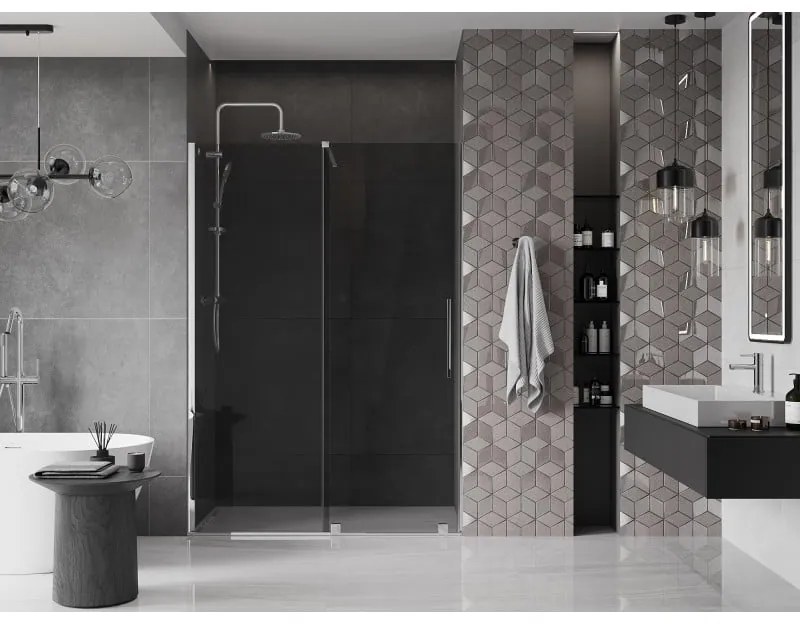 Mexen Velar, posuvné sprchové dvere do otvoru 140 cm, 8mm šedé sklo, chrómová, 871-140-000-41-01