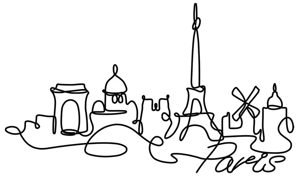 Nástěnná kovová dekorace Paris černá