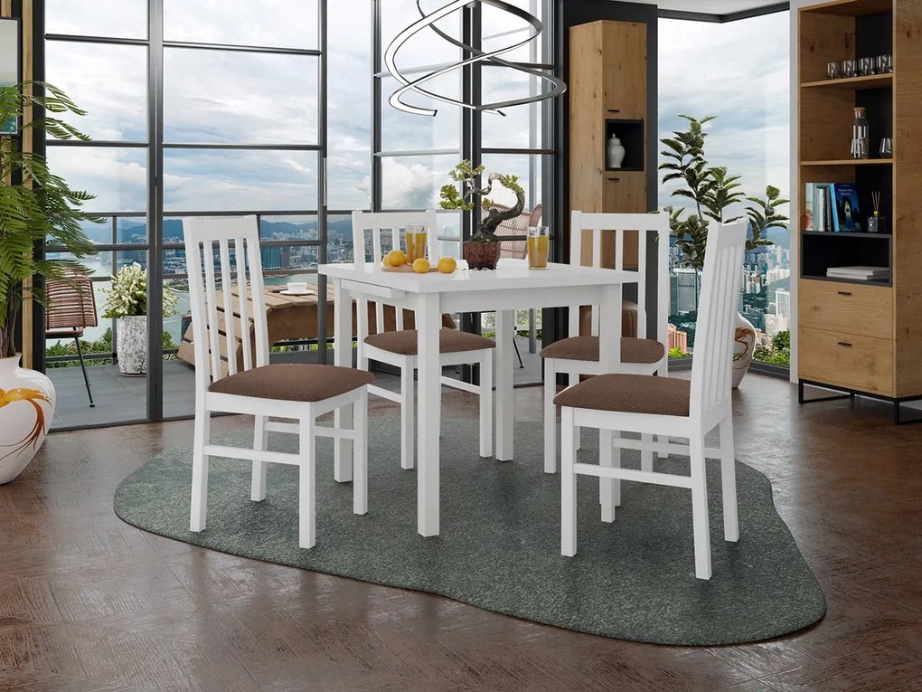 Rozkladací stôl so 4 stoličkami AL14, Morenie: Orech - L, Poťahové látky: 25x - Paros 2