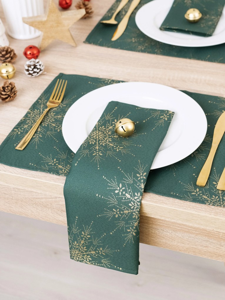 Lurexová Vianočná servítka Zelený večer - 40 × 40 cm