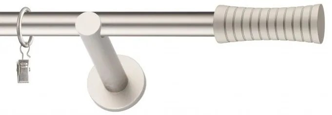 Dekorstudio Chrómová matná jednoradová garniža FEBRIS 19mm Dĺžka: 220cm, Typ uchytenia: Držiak modern, Typ príslušenstva: Krúžky tiché so štipcami