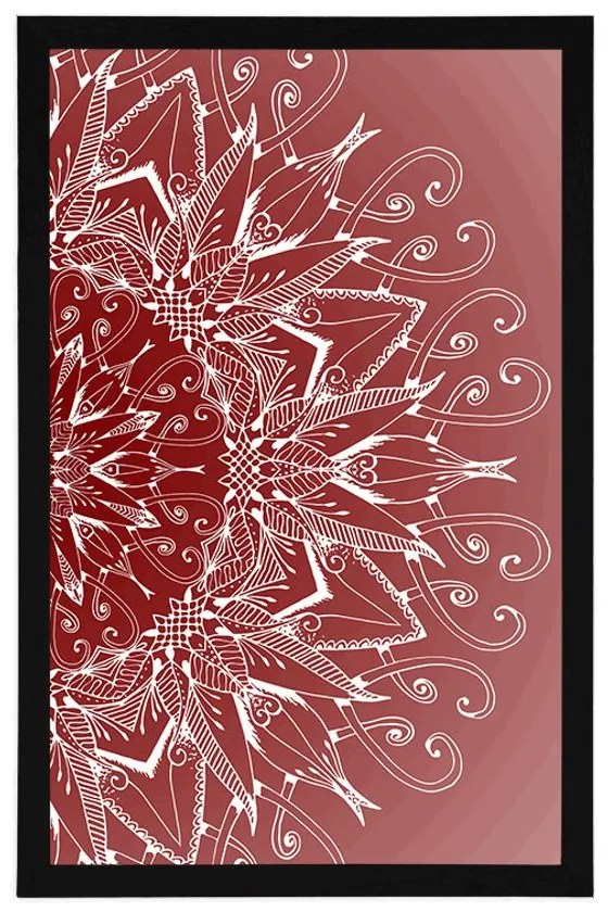 Plagát biela Mandala na červenom pozadí - 40x60 silver