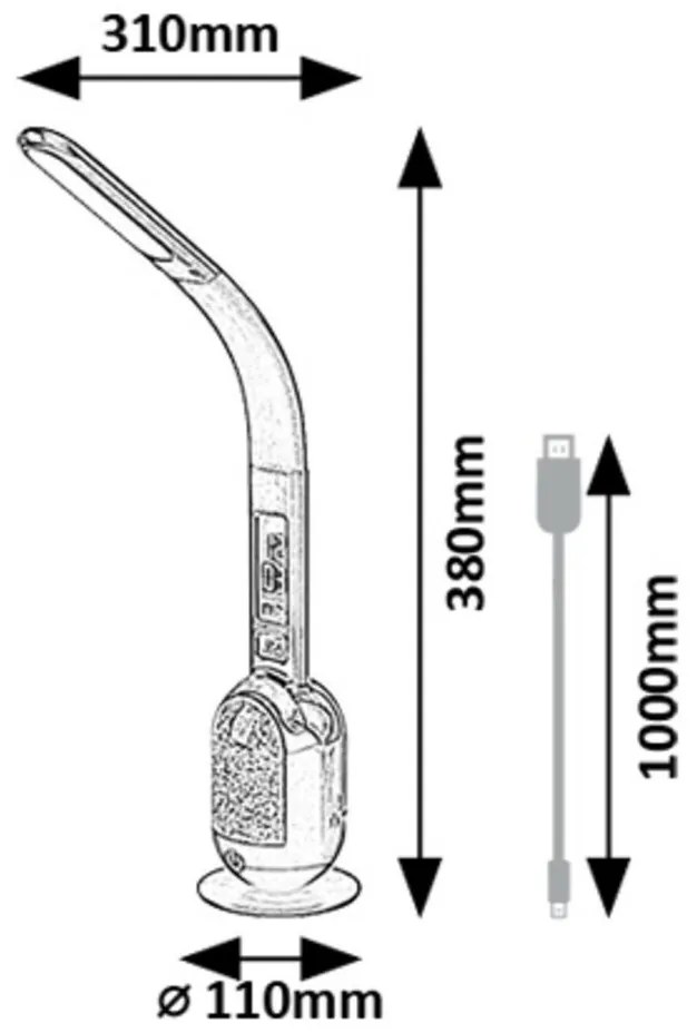 Rabalux 74231 stolná LED lampa s glitrami Figen, biela, 5W, 290lm, 5000K, stmievateľná