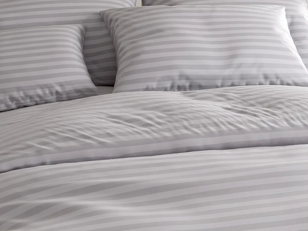 Hotelové obliečky z mikrovlákna JASMINE svetlo sivé - prúžok 2 cm, hotelové vrecko Rozmer obliečky: 70 x 90 cm | 140 x 220 cm