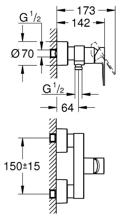 GROHE Lineare - Páková sprchová batéria, kartáčovaný Hard Graphite 33865AL1