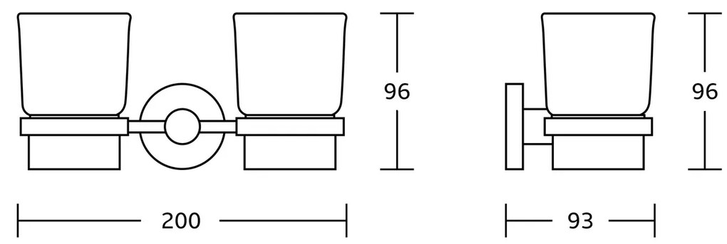 AQUALINE SB105 Samba dvojitý držiak pohárov, mliečne sklo