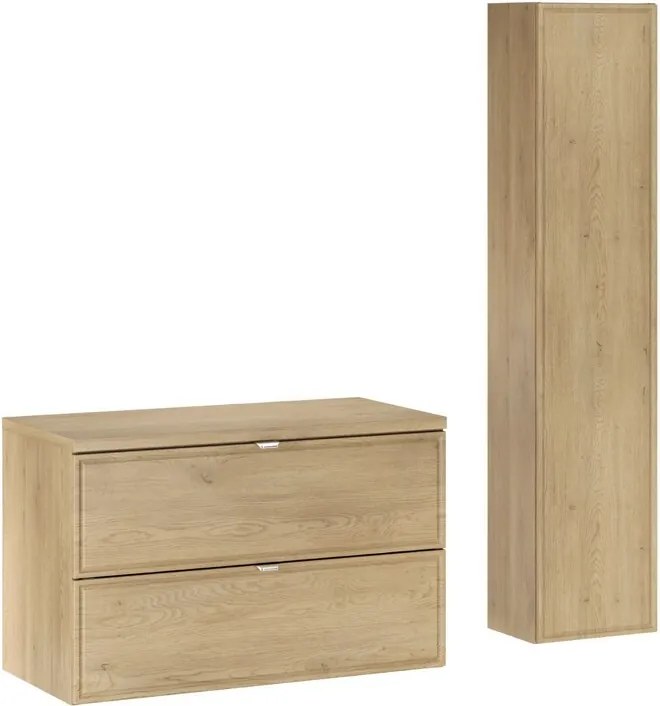 Kúpeľňová zostava Terra s doskou a skrinkami 80 cm dub cremona