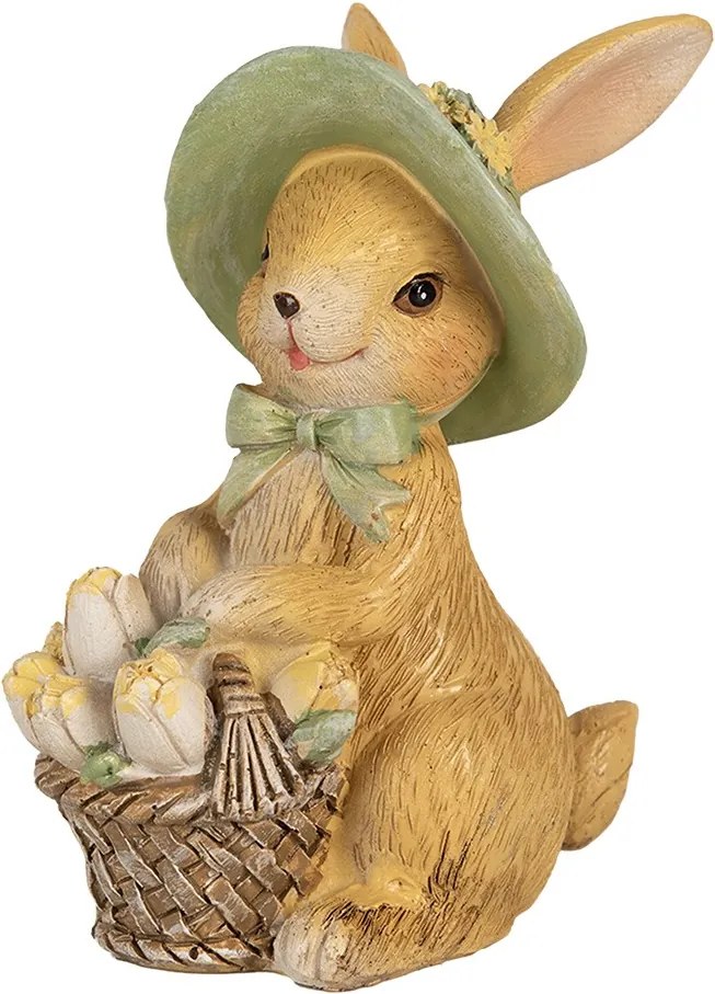 Dekorácia veľkonočný zajačik s košíčkom - 8*6*11 cm