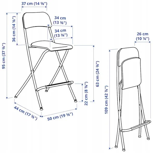 IKEA FRANKLIN Skladacia stolička s operadlom 63 cm