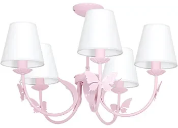 Detský luster Alice, 5x biele textilné tienidlo, p