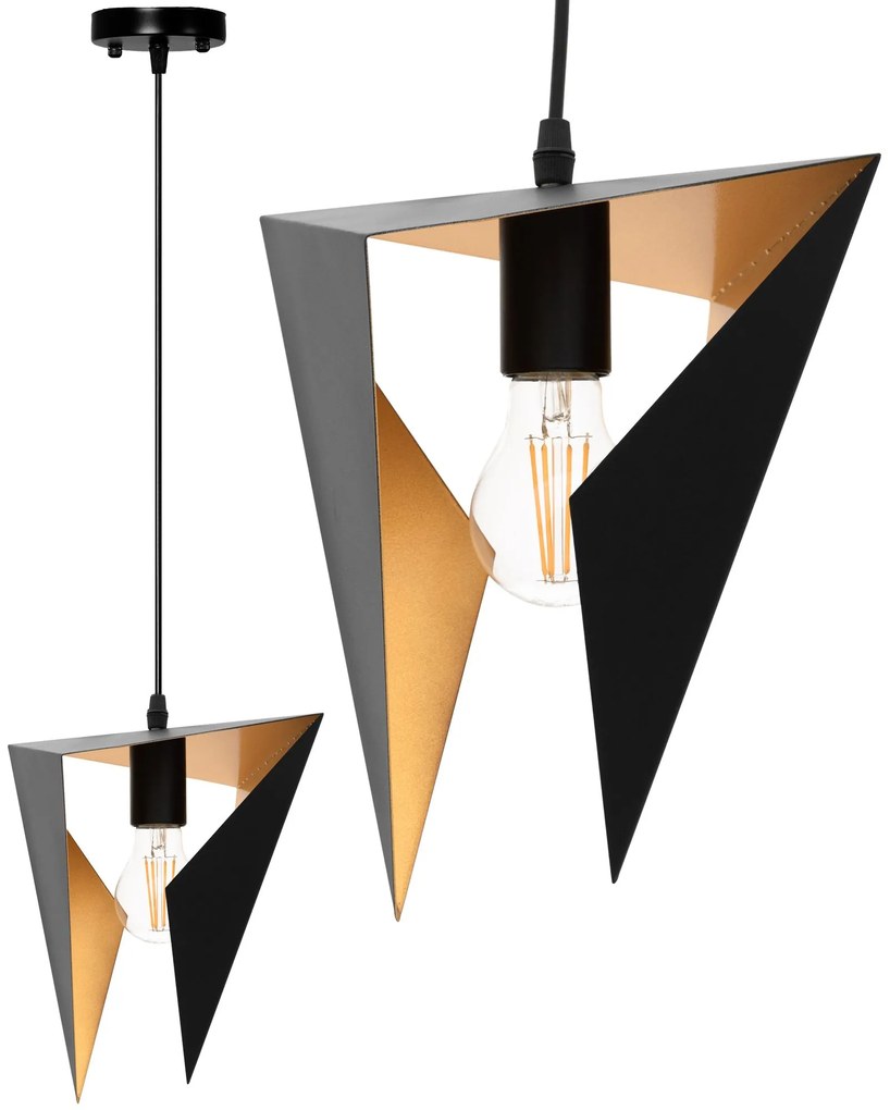 Toolight - Trojuholníková stropná lampa 1xE27 APP253-1CP, čierna, OSW-08008