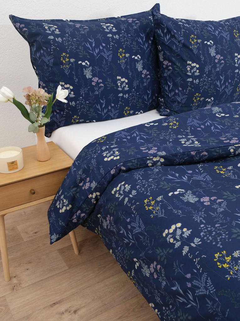 Francúzske bavlnené obliečky Renforcé - Bianca tmavo modrá