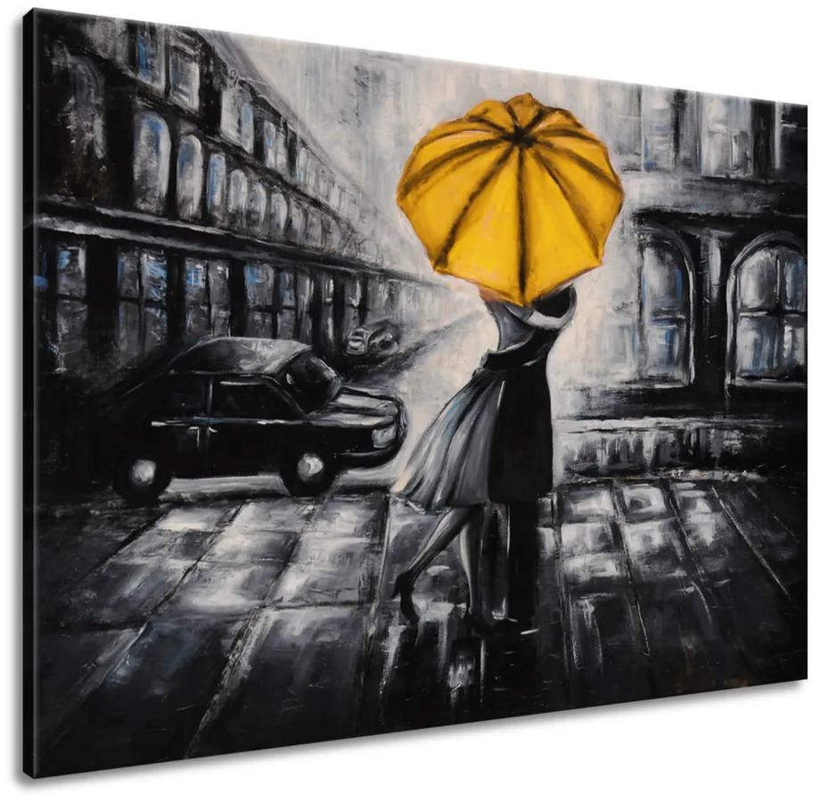 Gario Ručne maľovaný obraz Žltý bozk v daždi Rozmery: 100 x 70 cm