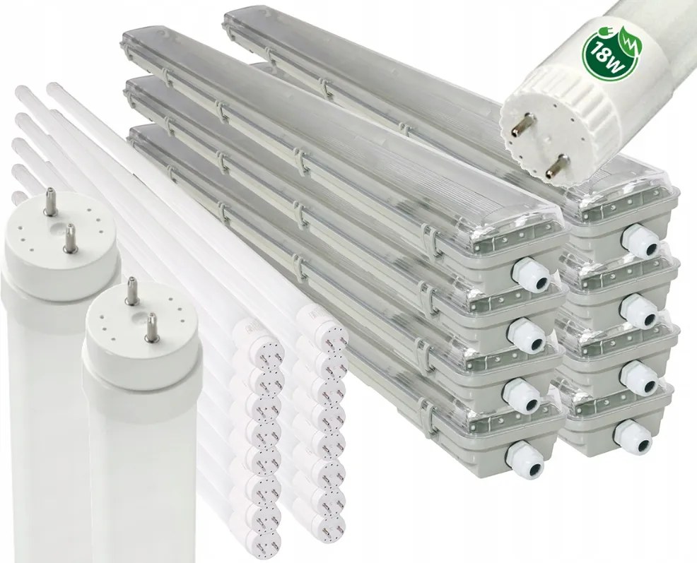 8x Hermetické svietidlo 120 cm - LED lampa a LED žiarivky do garáže a dielne