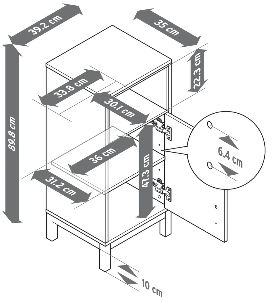 Plochá príručná skrinka do kúpeľne »Eklund«
