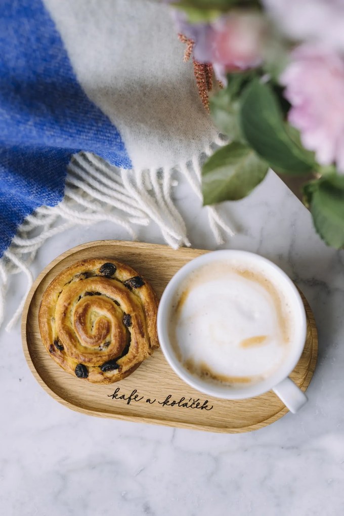 Bella Rose Dřevěný servírovací tác Kafe a koláček – větší