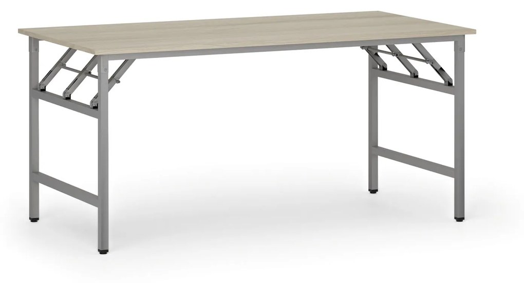 Konferenčný stôl FAST READY so striebornosivou podnožou, 1600 x 800 x 750 mm, dub prírodný