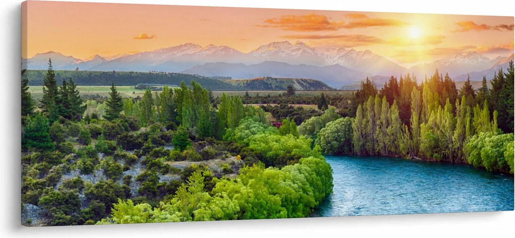 Obraz - Lesná horská krajina (120x50 cm)