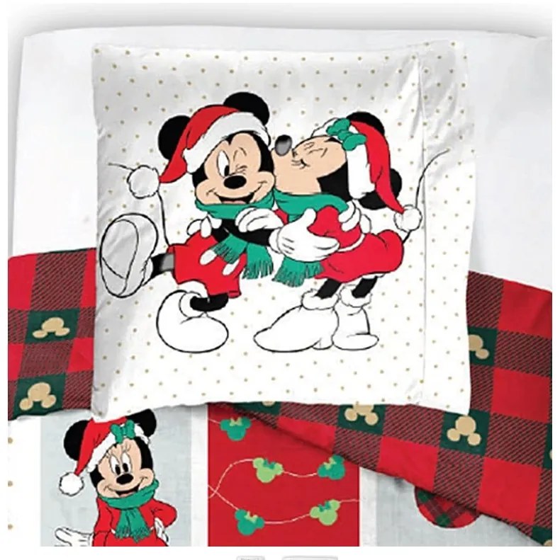 Vianočné obliečky Minnie a Mickey Šťastné a Veselé 140x200/70x90 cm