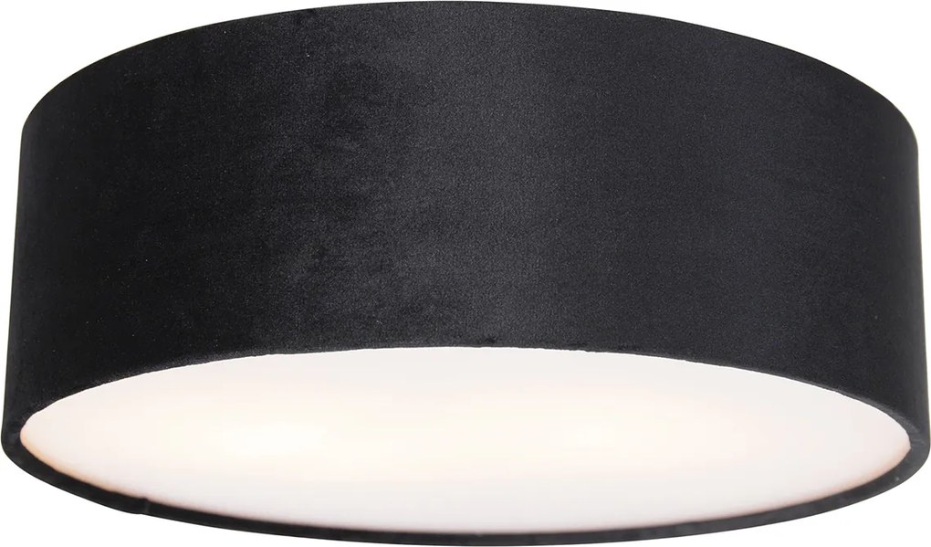 Moderné stropné svietidlo čierne 30 cm so zlatým vnútrom - Drum